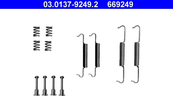 ATE 03.0137-9249.2 - Set accesorii, saboti frana parcare aaoparts.ro