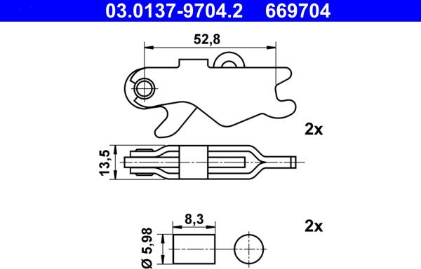 ATE 03.0137-9704.2 - Set accesorii, saboti frana parcare aaoparts.ro