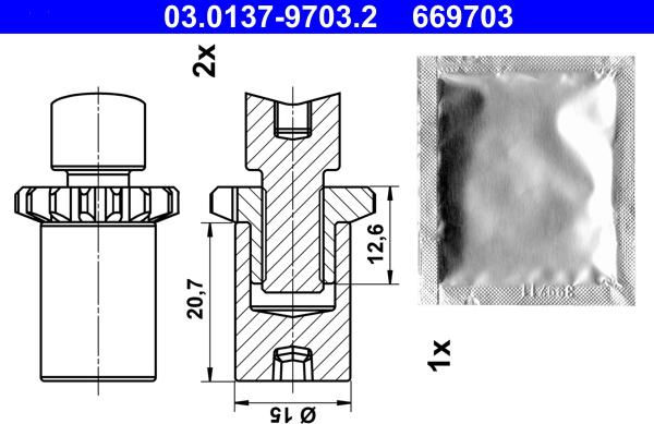 ATE 03.0137-9703.2 - Set accesorii, saboti frana parcare aaoparts.ro