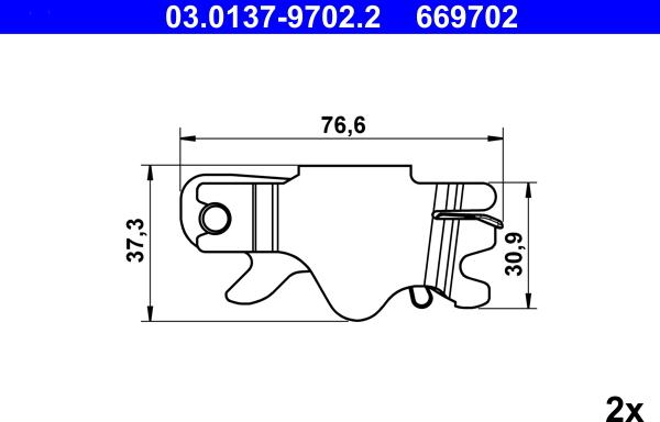 ATE 03.0137-9702.2 - Set accesorii, saboti frana parcare aaoparts.ro