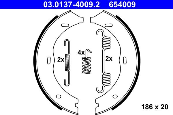 ATE 03.0137-4009.2 - Set saboti frana, frana de mana aaoparts.ro