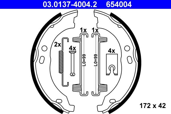 ATE 03.0137-4004.2 - Set saboti frana, frana de mana aaoparts.ro