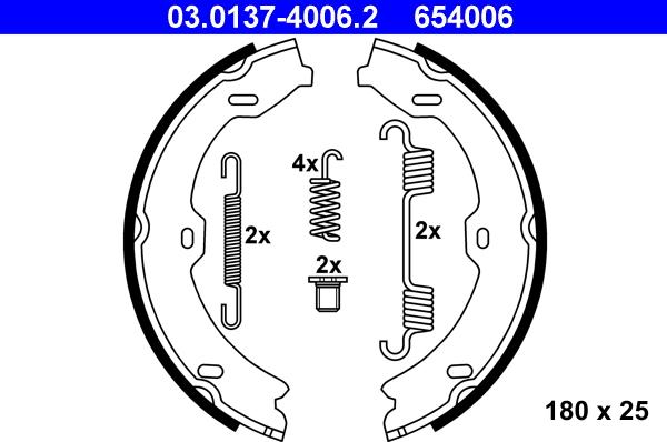 ATE 03.0137-4006.2 - Set saboti frana, frana de mana aaoparts.ro