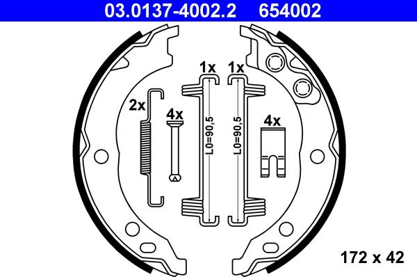 ATE 03.0137-4002.2 - Set saboti frana, frana de mana aaoparts.ro