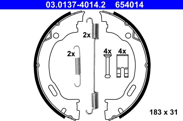 ATE 03.0137-4014.2 - Set saboti frana, frana de mana aaoparts.ro