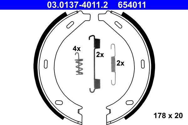 ATE 03.0137-4011.2 - Set saboti frana, frana de mana aaoparts.ro