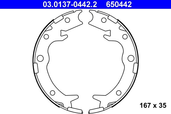 ATE 03.0137-0442.2 - Set saboti frana, frana de mana aaoparts.ro