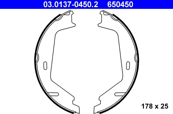 ATE 03.0137-0450.2 - Set saboti frana, frana de mana aaoparts.ro