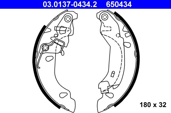 ATE 03.0137-0434.2 - Set saboti frana aaoparts.ro