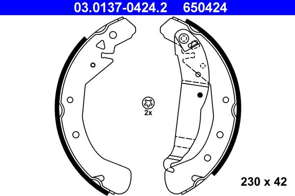 ATE 03.0137-0424.2 - Set saboti frana aaoparts.ro