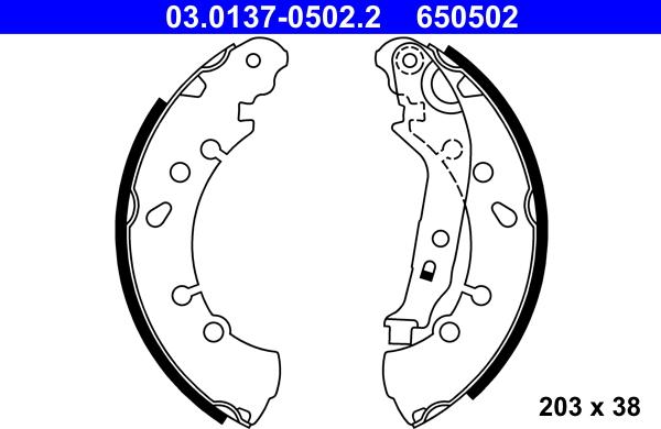 ATE 03.0137-0502.2 - Set saboti frana aaoparts.ro