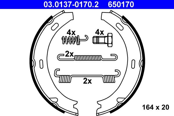 ATE 03.0137-0170.2 - Set saboti frana, frana de mana aaoparts.ro