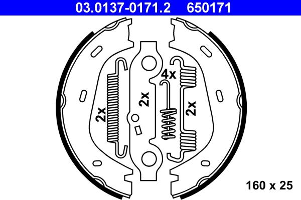 ATE 03.0137-0171.2 - Set saboti frana, frana de mana aaoparts.ro