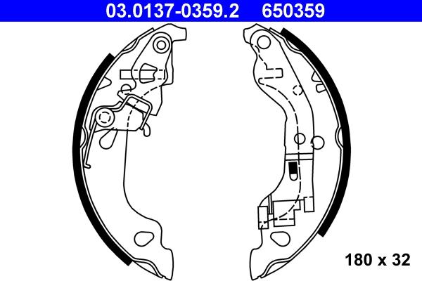 ATE 03.0137-0359.2 - Set saboti frana aaoparts.ro