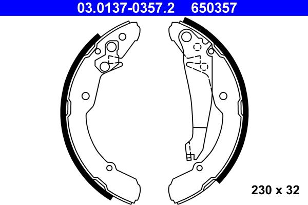 ATE 03.0137-0357.2 - Set saboti frana aaoparts.ro