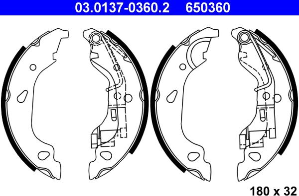 ATE 03.0137-0360.2 - Set saboti frana aaoparts.ro