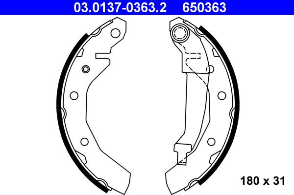 ATE 03.0137-0363.2 - Set saboti frana aaoparts.ro