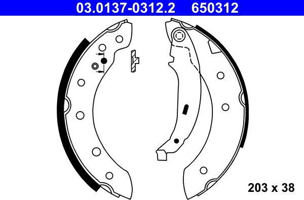 ATE 03.0137-0312.2 - Set saboti frana aaoparts.ro