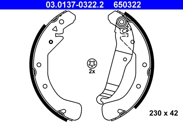 ATE 03.0137-0322.2 - Set saboti frana aaoparts.ro