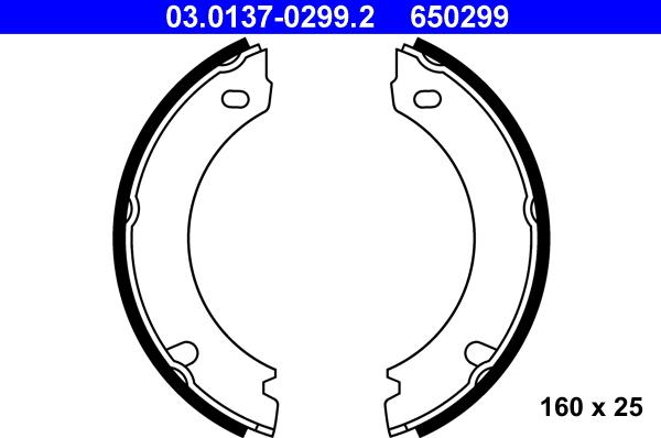 ATE 03.0137-0299.2 - Set saboti frana, frana de mana aaoparts.ro