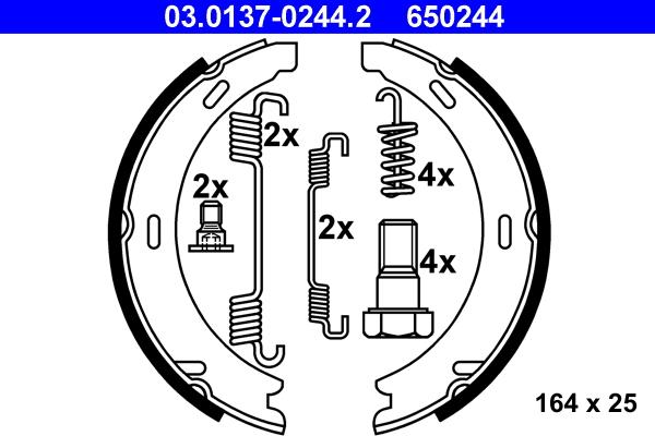 ATE 03.0137-0244.2 - Set saboti frana, frana de mana aaoparts.ro