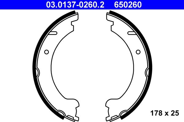 ATE 03.0137-0260.2 - Set saboti frana, frana de mana aaoparts.ro