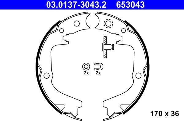 ATE 03.0137-3043.2 - Set saboti frana, frana de mana aaoparts.ro