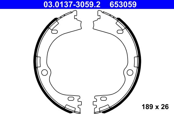 ATE 03.0137-3059.2 - Set saboti frana, frana de mana aaoparts.ro