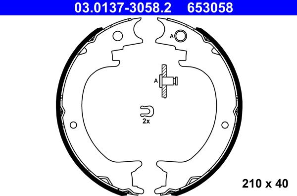 ATE 03.0137-3058.2 - Set saboti frana, frana de mana aaoparts.ro