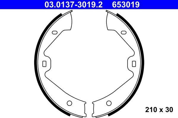 ATE 03.0137-3019.2 - Set saboti frana, frana de mana aaoparts.ro