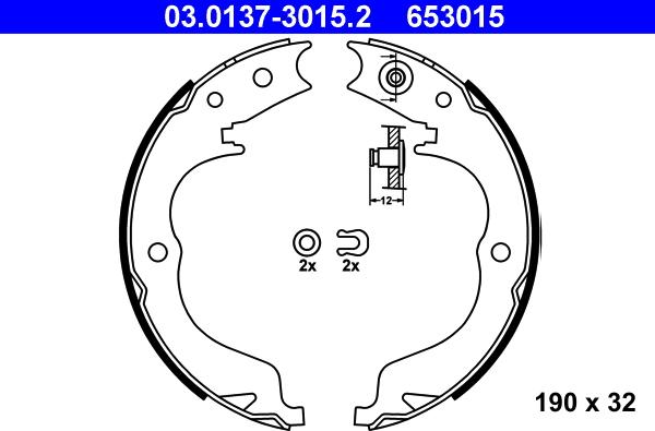 ATE 03.0137-3015.2 - Set saboti frana, frana de mana aaoparts.ro