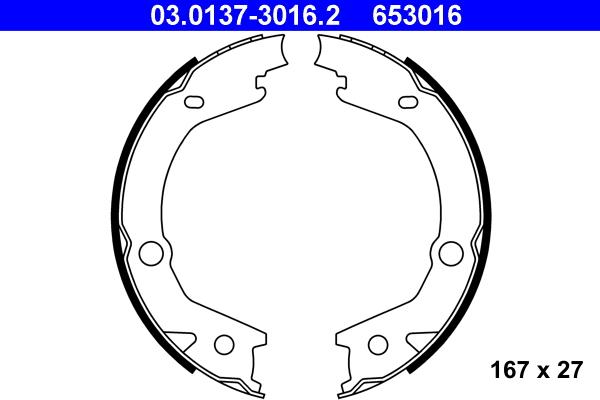 ATE 03.0137-3016.2 - Set saboti frana, frana de mana aaoparts.ro