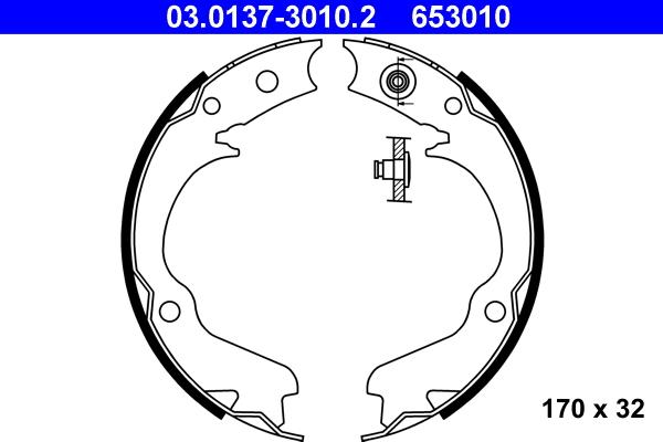 ATE 03.0137-3010.2 - Set saboti frana, frana de mana aaoparts.ro