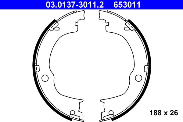 ATE 03.0137-3011.2 - Set saboti frana, frana de mana aaoparts.ro