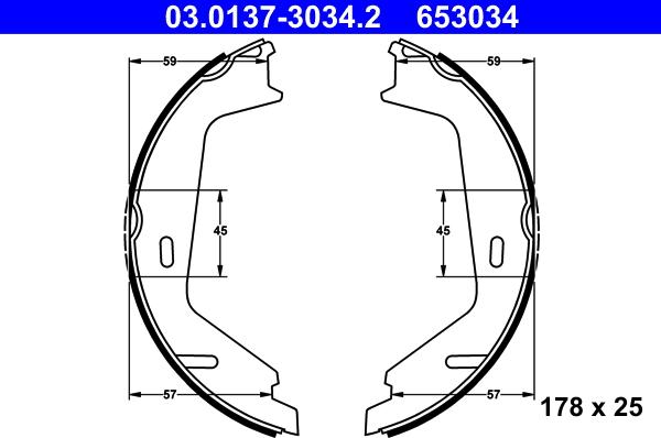 ATE 03.0137-3034.2 - Set saboti frana, frana de mana aaoparts.ro