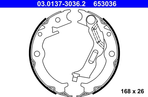 ATE 03.0137-3036.2 - Set saboti frana, frana de mana aaoparts.ro