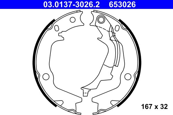 ATE 03.0137-3026.2 - Set saboti frana, frana de mana aaoparts.ro