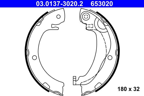 ATE 03.0137-3020.2 - Set saboti frana, frana de mana aaoparts.ro