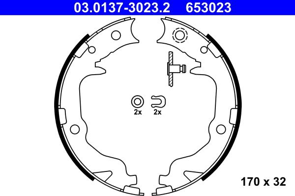 ATE 03.0137-3023.2 - Set saboti frana, frana de mana aaoparts.ro