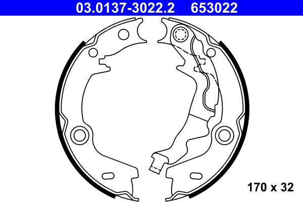 ATE 03.0137-3022.2 - Set saboti frana, frana de mana aaoparts.ro