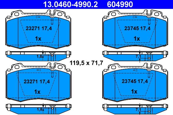 ATE 13.0460-4990.2 - Set placute frana,frana disc aaoparts.ro