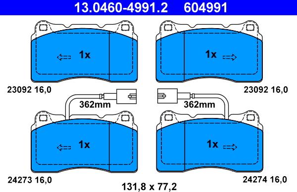 ATE 13.0460-4991.2 - Set placute frana,frana disc aaoparts.ro