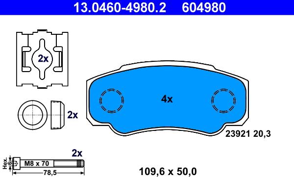 ATE 13.0460-4980.2 - Set placute frana,frana disc aaoparts.ro