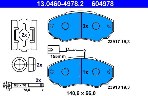 ATE 13.0460-4978.2 - Set placute frana,frana disc aaoparts.ro