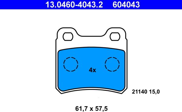 ATE 13.0460-4043.2 - Set placute frana,frana disc aaoparts.ro