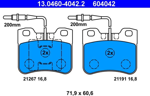 ATE 13.0460-4042.2 - Set placute frana,frana disc aaoparts.ro