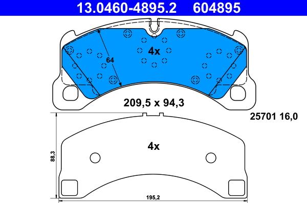 ATE 13.0460-4895.2 - Set placute frana,frana disc aaoparts.ro