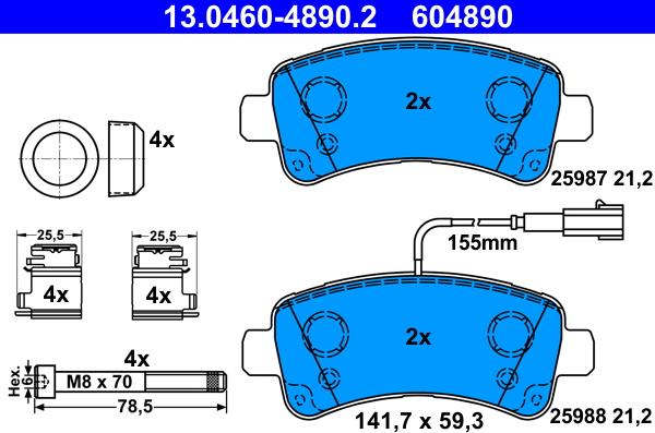 ATE 13.0460-4890.2 - Set placute frana,frana disc aaoparts.ro