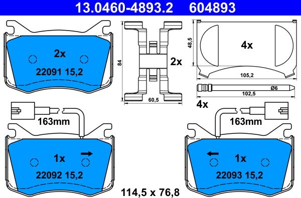 ATE 13.0460-4893.2 - Set placute frana,frana disc aaoparts.ro