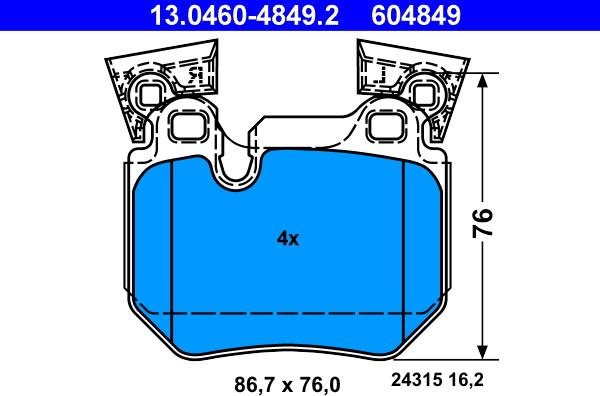 ATE 13.0460-4849.2 - Set placute frana,frana disc aaoparts.ro